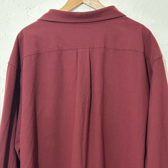 ROWM Men's Big &Tall Button-Up Shirt Burgundy Collared Long Sleeve 4XB - Picture 4 of 12